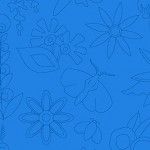 Alison Glass 2020 Sunprint Range Embroidery Hydrangea, drawn designs in bright blue, Bright Quilting