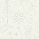 Alison Glass 2020 Sunprint Range Embroidery Lace, drawn designs in white, Bright Quilting
