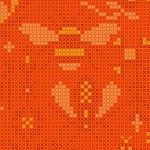 Alison Glass 2020 Sunprint Range Menagerie Tiger, cross stitch effect in orange, Bright Quilting