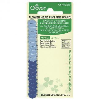 Clover Extra Fine Flower Head Pins Pack of 20, Bright Quilting