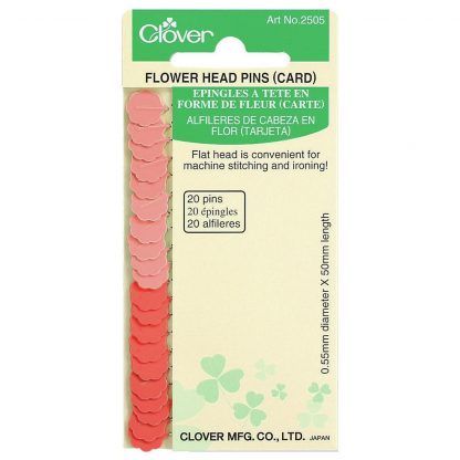 Clover Fine Flower Head Pins Pack of 20, Bright Quilting