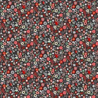Makower Pamper Fabric Range - Floral in Red, Pink and Grey on Grey Fabric Bright Quilting