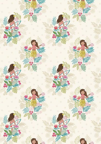 Lewis and Irene Island Girl Island Girl on White Sand Fabric Bright Quilting