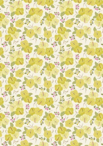 Lewis and Irene Island Girl Yellow Hibiscus Fabric Bright Quilting