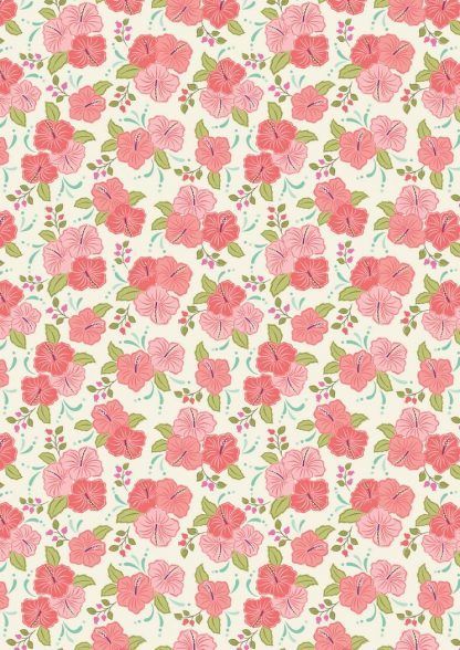 Lewis and Irene Island Girl Peach Hibiscus Fabric Bright Quilting