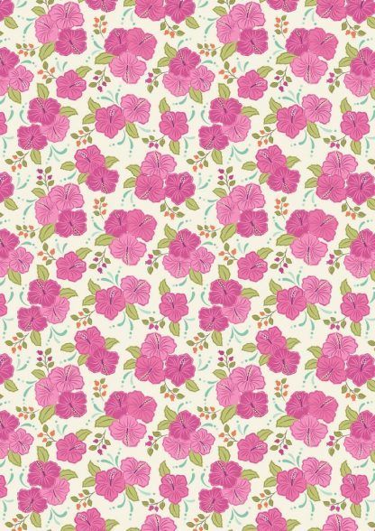 Lewis and Irene Island Girl Pink Hibiscus Fabric Bright Quilting