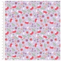 Craft Cotton Cute Florals Lilac fabric. Bright Quilting