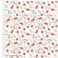 Craft Cotton Cute Florals Lilac fabric. Bright Quilting