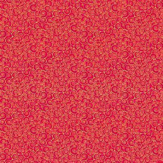 Makower Classic Foliage Scrolls Gold Scrolls on a Red background Bright Quilting