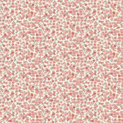 Makower Tranquillity Blossom Pink/White Background with Pink Flowers Bright Quilting