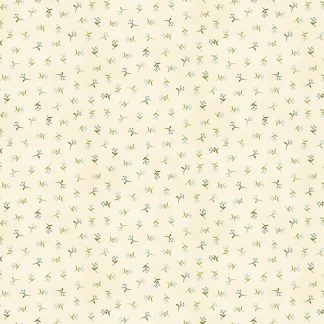 Makower Tranquillity Sprig Cream Background with Blue Flowers Bright Quilting