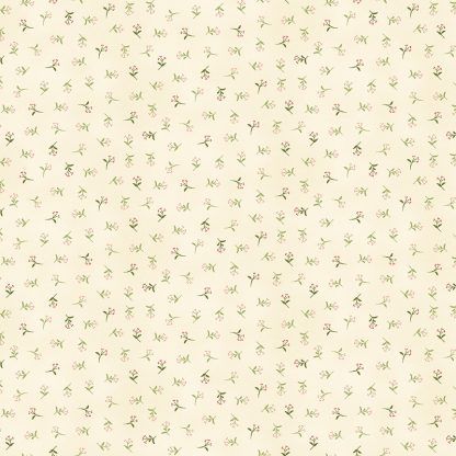 Makower Tranquillity Sprig Cream Background with Pink Flowers Bright Quilting