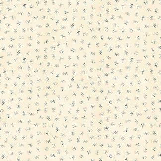 Makower Tranquillity Sprig Cream Background with Grey Flowers Bright Quilting