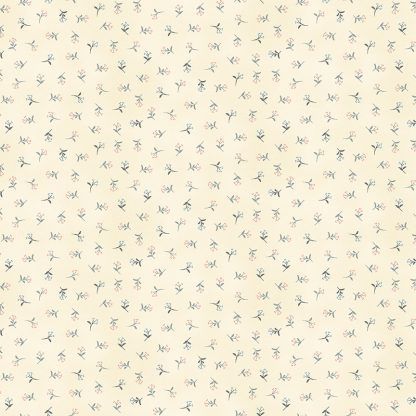 Makower Tranquillity Sprig Cream Background with Grey Flowers Bright Quilting