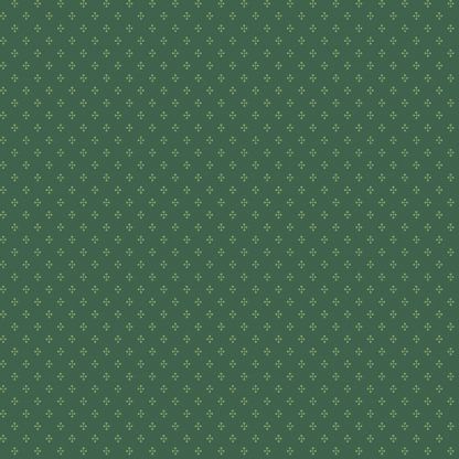 Andover Trinkets 21 Dark Green Background with Light Green Cross pattern Bright Quilting