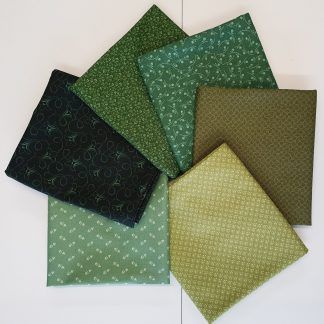 Andover Ditzy Tonal Forest Fabric Fat Quarter Bundle. Six different fabrics in shades of Green Bright Quilting