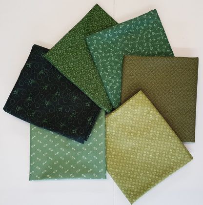 Andover Ditzy Tonal Forest Fabric Fat Quarter Bundle. Six different fabrics in shades of Green Bright Quilting