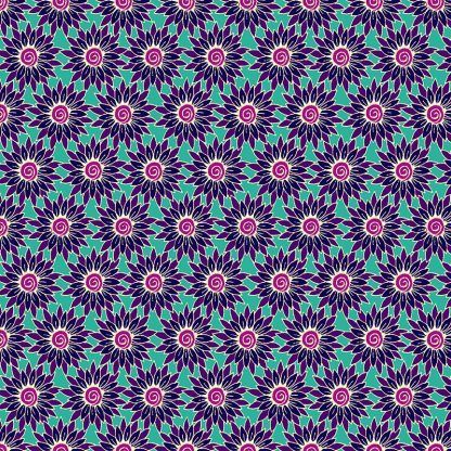 Makower Henna Sunflower Lilac/Turquoise Bright Quilting