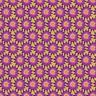 Makower Henna Sunflower Yellow/Purple Bright Quilting