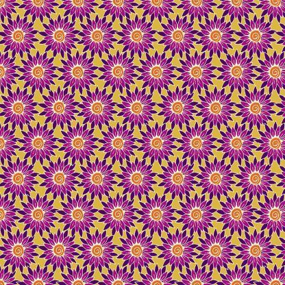 Makower Henna Sunflower Yellow/Purple Bright Quilting
