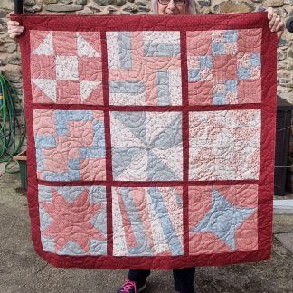 An example of Sampler Quilt from my Beginners Class Bright Quilting