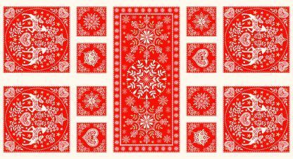 Makower Scandi Christmas 2022 Red tabletop panel Bright Quilting
