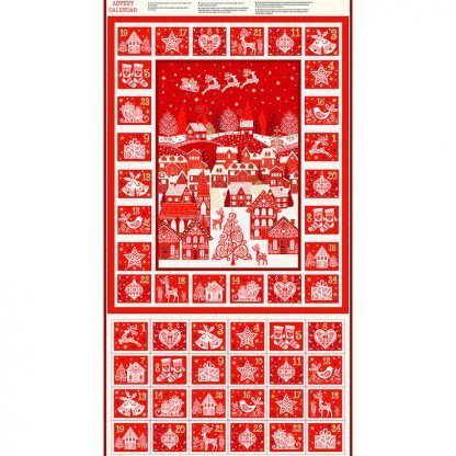 Makower Scandi Christmas 2022 Red Advent Calendar panel Bright Quilting