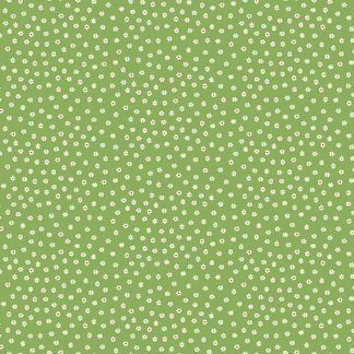 Makower Amelia White flower on Green - Bright Quilting