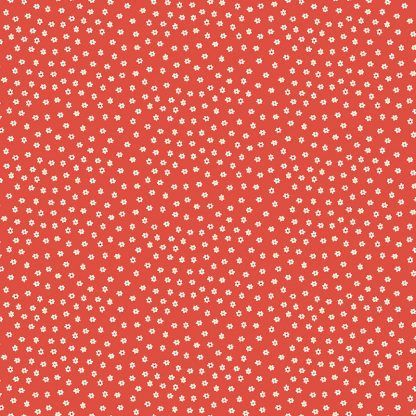 Makower Amelia White flower on Red - Bright Quilting