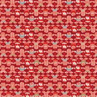 Lewis and Irene Gingerbread Season Fabric C87.3 Red, Blue and cream Gingerbread men on a red background Bright Quilting