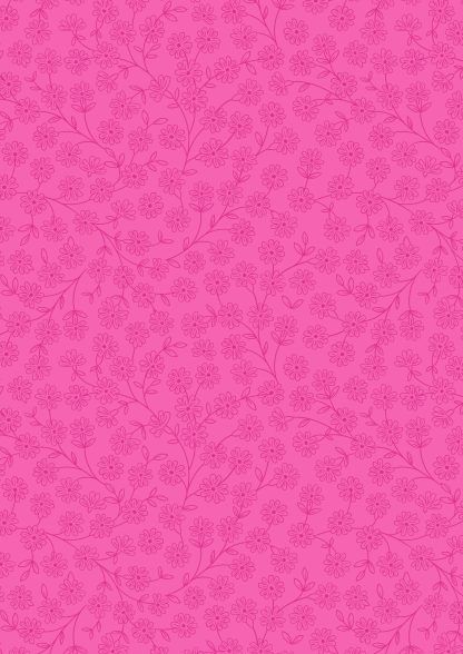 Lewis and Irene Spring Flowers Range Floral Vines on Bright Pink Bright Quilting