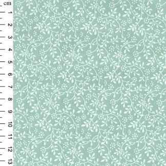 Floral Vine white on Aqua Bright Quilting