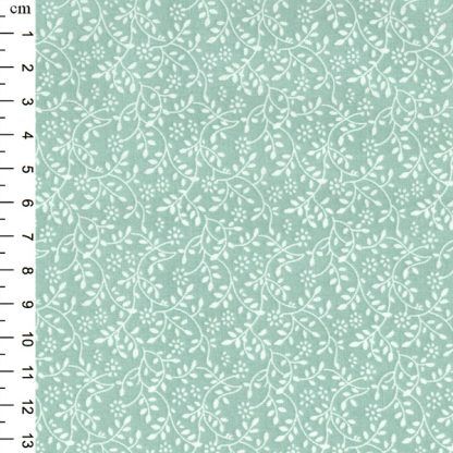 Floral Vine white on Aqua Bright Quilting