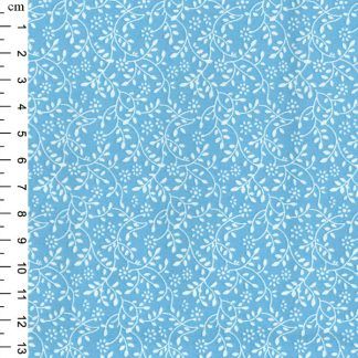 Floral Vine white on Candy Blue Bright Quilting