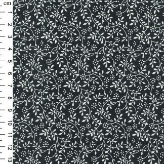 Floral Vine white on Dark Grey Bright Quilting