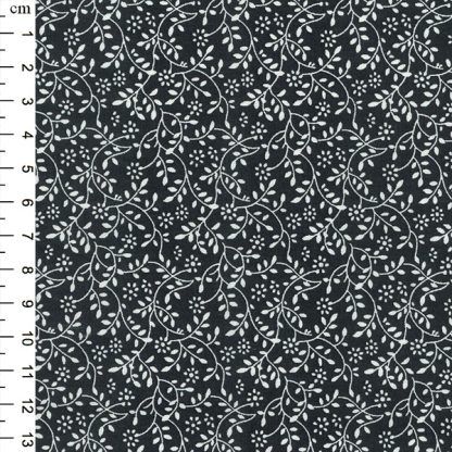 Floral Vine white on Dark Grey Bright Quilting