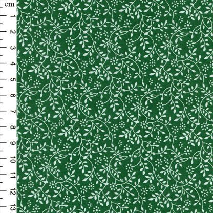 Floral Vine white on Emerald Green Bright Quilting