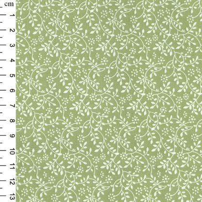 Floral Vine white on Meadow Green Bright Quilting