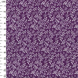 Floral Vine white on Purple Bright Quilting