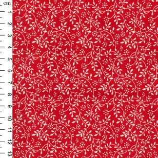 Floral Vine white on Scarlet Bright Quilting