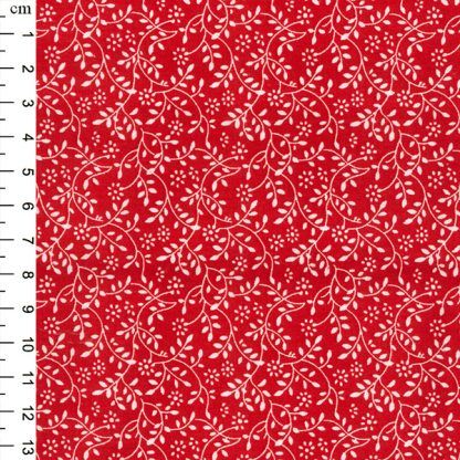 Floral Vine white on Scarlet Bright Quilting