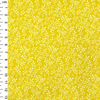 Floral Vine white on Sunshine Yellow Bright Quilting