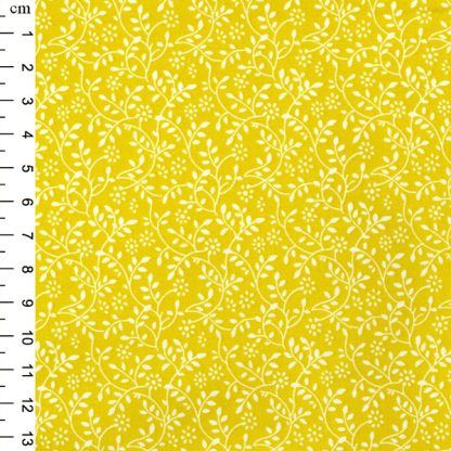 Floral Vine white on Sunshine Yellow Bright Quilting