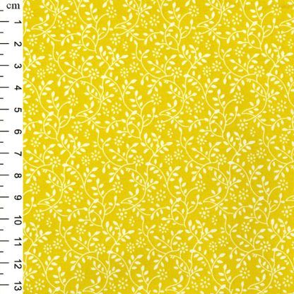 Floral Vine white on Sunshine Yellow Bright Quilting