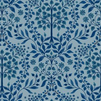 Lewis and Irene Brensham French blue trees and light blue background Bright Quilting
